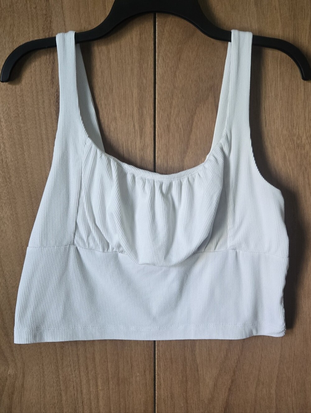 White Ribbed Scoop Crop Tank